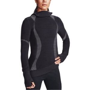 Under Armour Womens IntelliKnit Balaclava Hoodie Performance Sweater Black/Grey